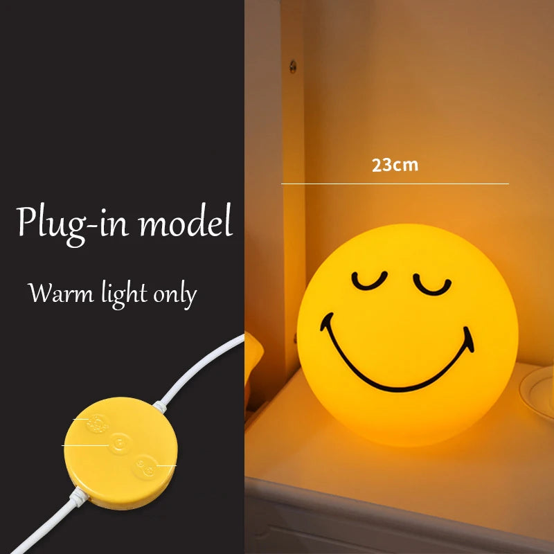 Squint/Wink Sphere Lamp Atmosphere Smile Light Dimmable USB Rechargeable or USB Plug-in Smiling Night Light for Home Decoration